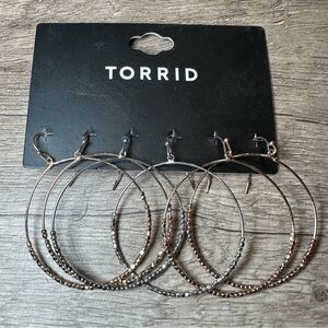BRAND NEW - TORRID gold, rose gold and silver hoops
